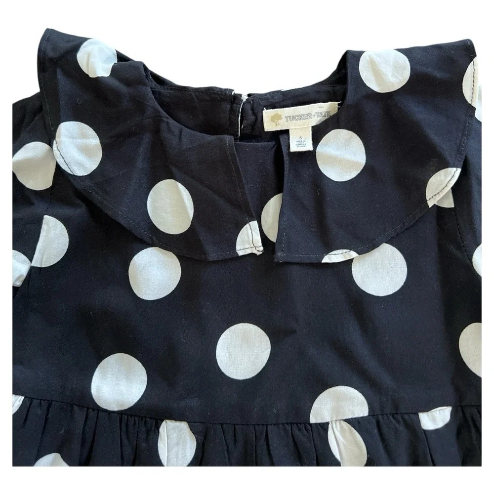 NWT Tucker + Tate black and white polka dot long sleeve dress size 5 - Picture 2 of 4